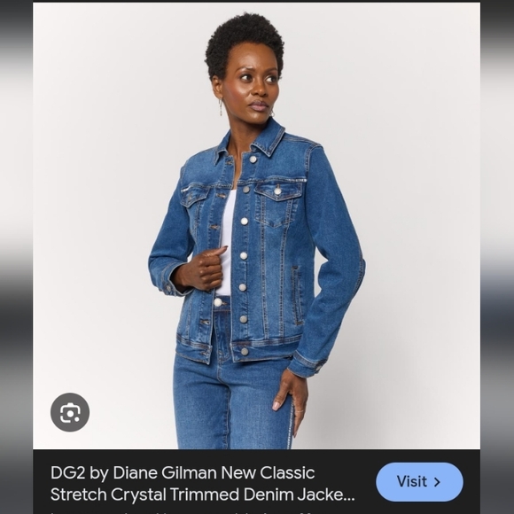 DG2 by Diane Gilman Jackets & Blazers - NWT.DG2 by Diane Gilman Blue Crystal-Trimmed Jacket.Pit To Pit 18.5". Stretchy.